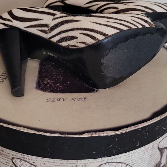 Nine West Zebra Print Open Toe Stilleto - Picture 8 of 9